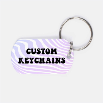 Custom printed keychain with rounded rectangle shape and metal ring