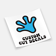 Custom cut decal sticker with logo on white background