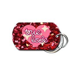 Valentine's Day Glitter Hearts True Love Key Chain - front