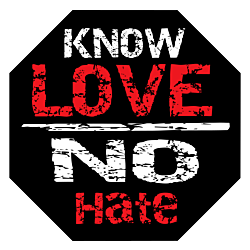 Know Love No Hate Octagon Shaped Car Magnet