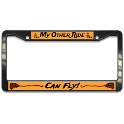 My Other Ride Can Fly Witches Broom Plastic License Plate Frame