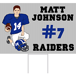 Football Player Yard Sign Front