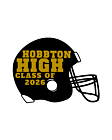 
Football helmet grad decal with custom school name and class year in bold lettering
