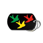 Three Little Birds Metal Key Chain - front