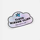 Cloud window cling static decal with holographic wave design displayed on white background
