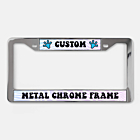 Custom chrome license plate frame with personalized printed inserts
