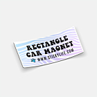 Rectangle custom car magnet with colorful wave design displayed on white background