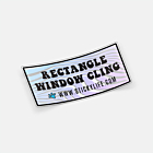 Rectangle custom window cling with colorful wave design displayed on white background