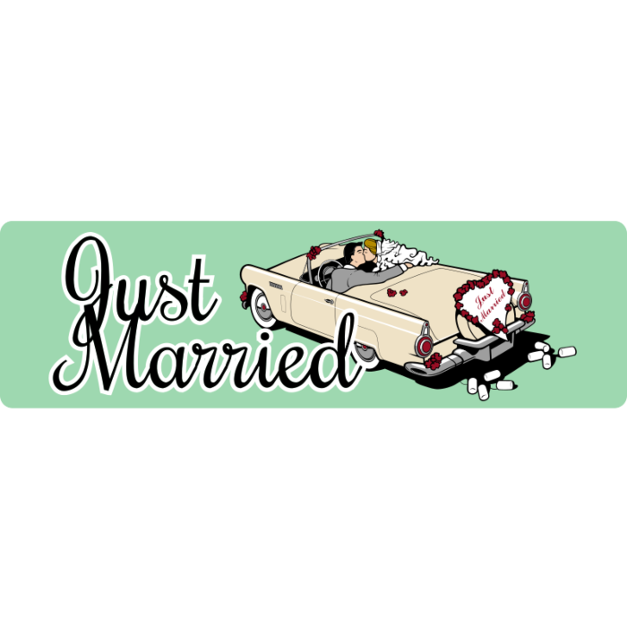Just Married Customizable Bumper Car Magnet