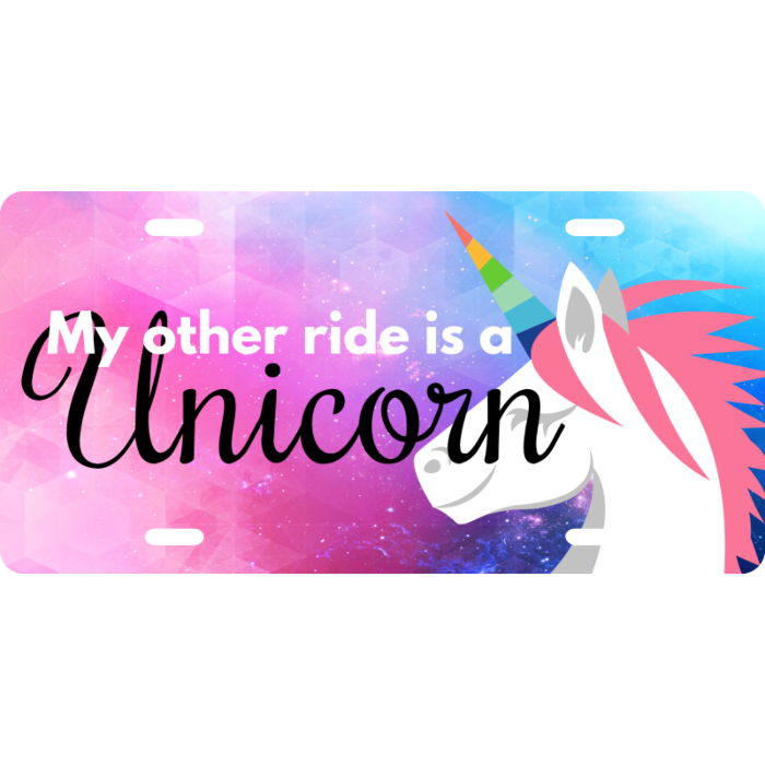 Custom Personalized License Plate Auto Tag With Stunning Unicorn Horse By Pond