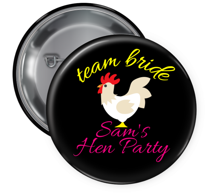 Hen Party Pin Backed Button