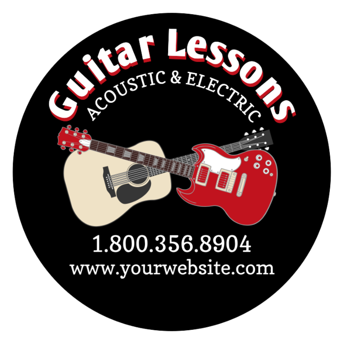 Guitar Lessons Customizable Circle Magnet