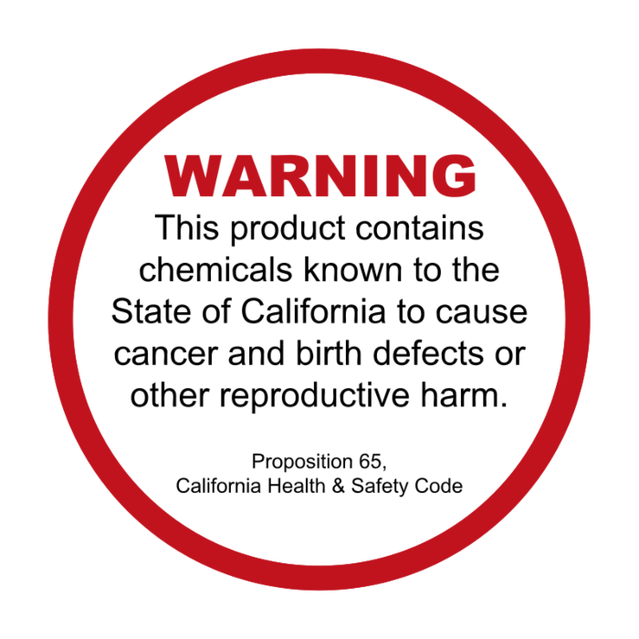 Proposition 65 Circle Warning Label