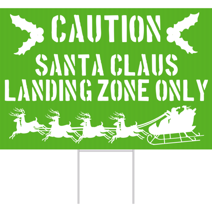 Santa Landing Zone Plastic Yard Sign