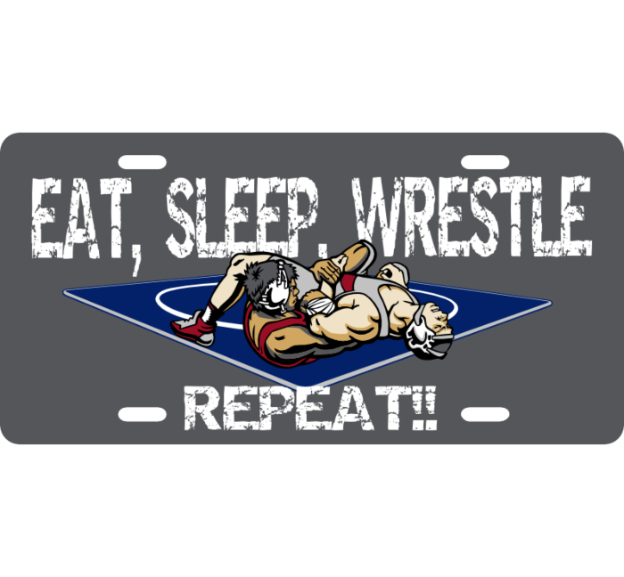 Eat, Sleep, Wrestle License Plate 