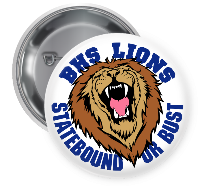 Lions Pin Backed Button