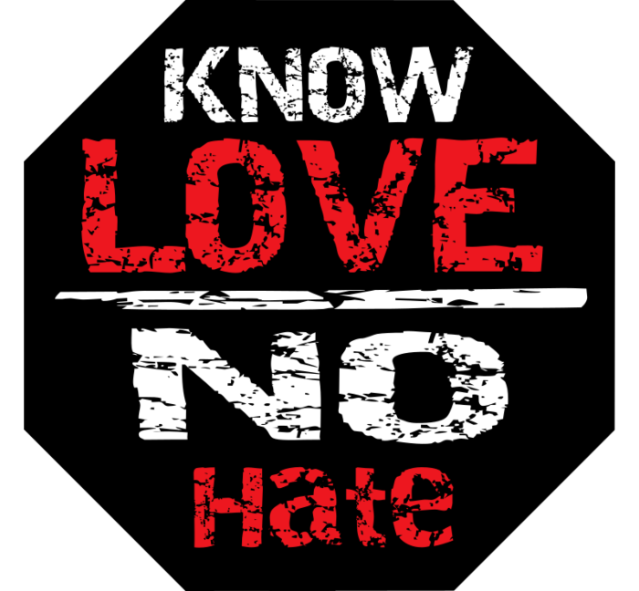 Know Love No Hate Octagon Car Magnet