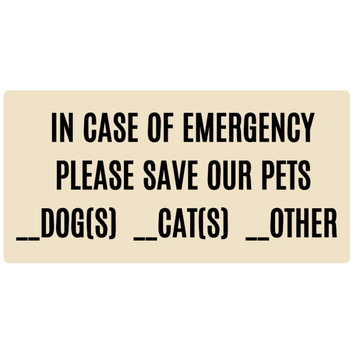 Save Our Pets Door Static Cling