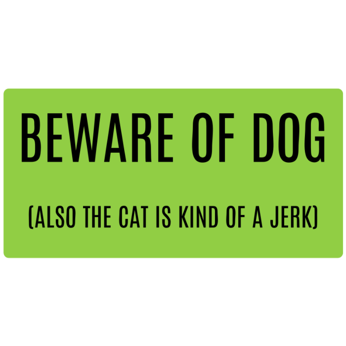 Beware of Dog Door Cling