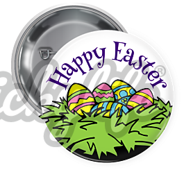 Happy Easter - Pin Backed Button - Customizable Design
