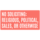 No Soliciting Rectangle Door Static Cling