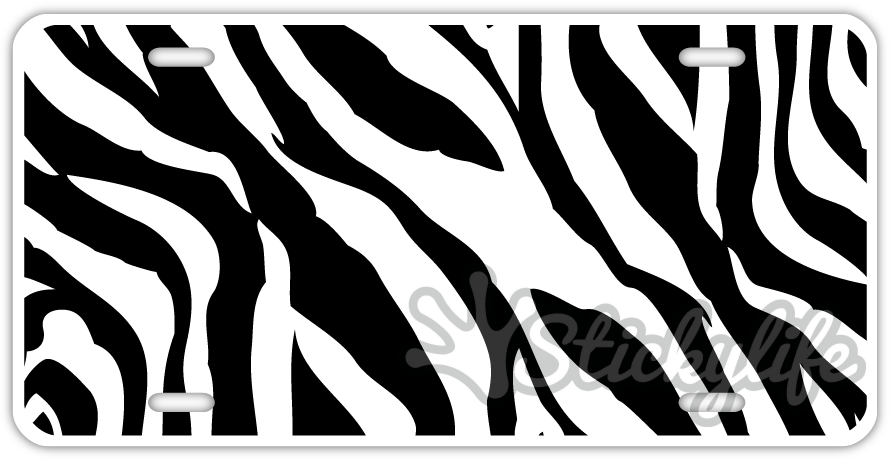 Black & White Zebra Print License Plate Frame - Aluminum, 12x6 Inch, 2-Hole Design For US Vehicles - View #2