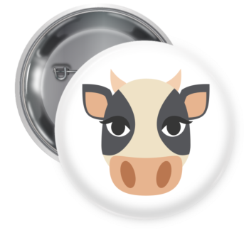 Cow Face Pin Backed Button