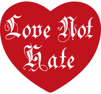 Love Not Hate Heart Shaped Car Magnet