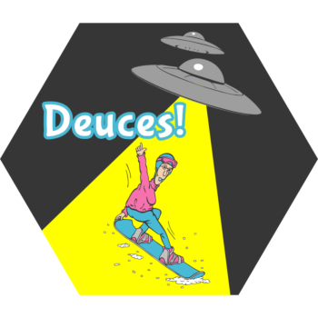 Alien Snowboard Hexagon Sticker
