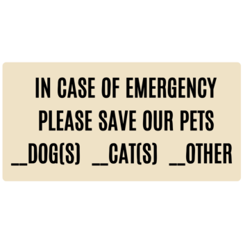 In Case of Emergency Save Our Pets Rectangle Door Static Cling