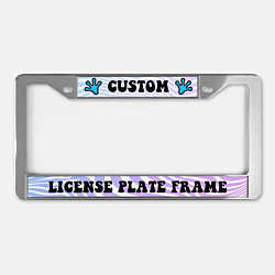 Custom chrome plastic license plate frame with personalized printed insert