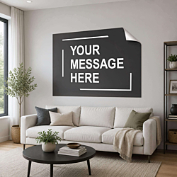 Large removable wall decal - custom made displayed above a sofa in a modern living room