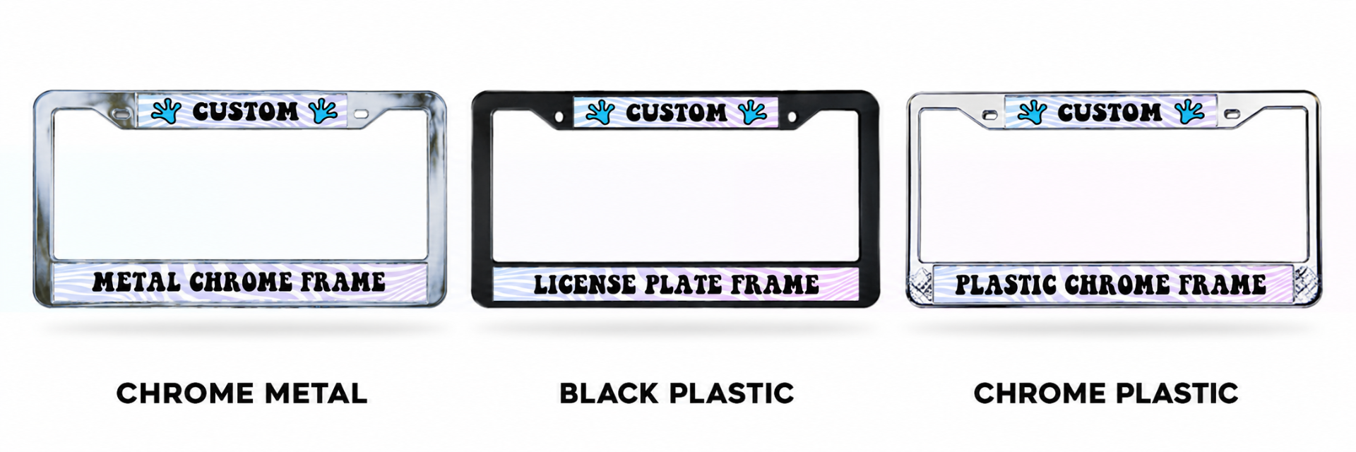 Custom chrome license plate frame with personalized text