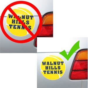 Two images of magnets placed on the side of a car showing the right way and wrong way to install. 
