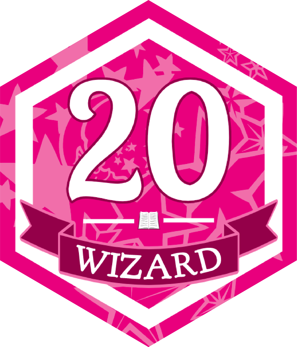 Hexagon DnD Sticker with Level 20 Wizard Design